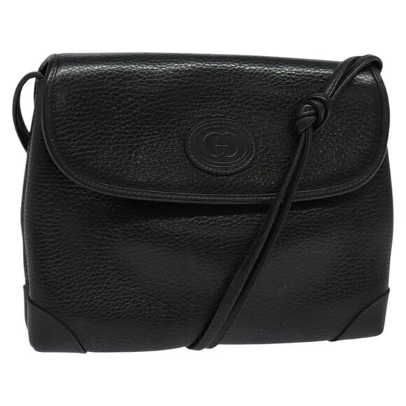 GUCCI Shoulder Bag Leather Black Gold 007 105 007 105 - Picture 1 of 16